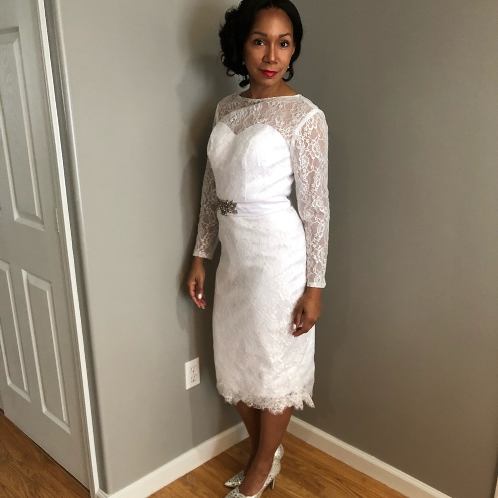 Midi straight wedding dress